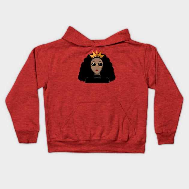 Curly Queen (dark skin version) Kids Hoodie by Grise